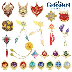 Gioco Genshin Impact Xiao Wendi Tartaglia Pins spilla Cosplay Badge Costume puntelli maschera luminoso spilla in metallo accessori regalo