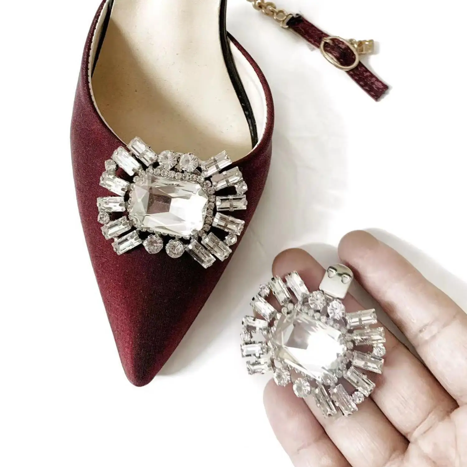 1PC Bride Shoe Decorations Clip Accessories Rhinestone High Heel Charm Buckle Removable Wedding Metal Clamp