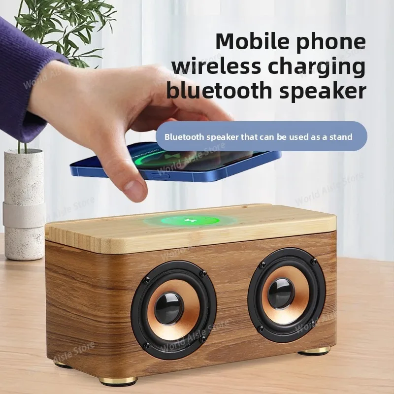 

For M100 Bluetooth Speaker, Multi-functional Wooden Wireless Charging Speaker, Mobile Phone Stand Speaker, Subwoofer Speaker