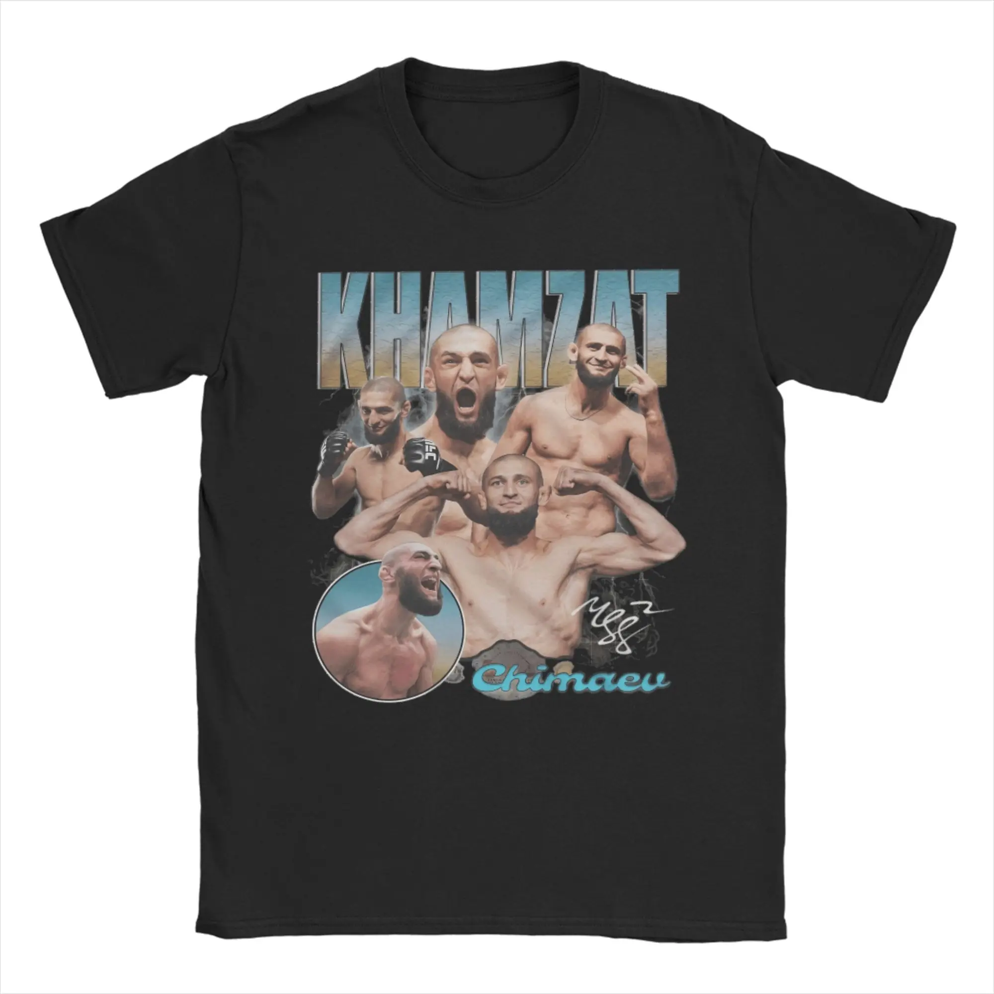 الرجال Khamzat Chimaev Borz الشيشان الذئب تي شيرت الملاكم ملابس قطنية مضحك قصيرة الأكمام الياقة المستديرة تيز الكلاسيكية تي شيرت
