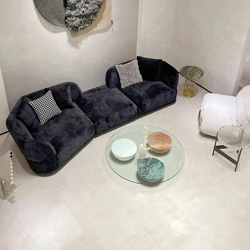 

Natural marble Nordic, personalized geometric designer glass round coffee table living room coffee table