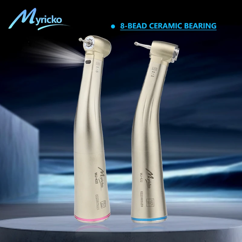 Professional Dentistry Micromotor Handpiece Myricko 1:1 1:5 Red Ring Fiber Optic Push Button Contra Angle