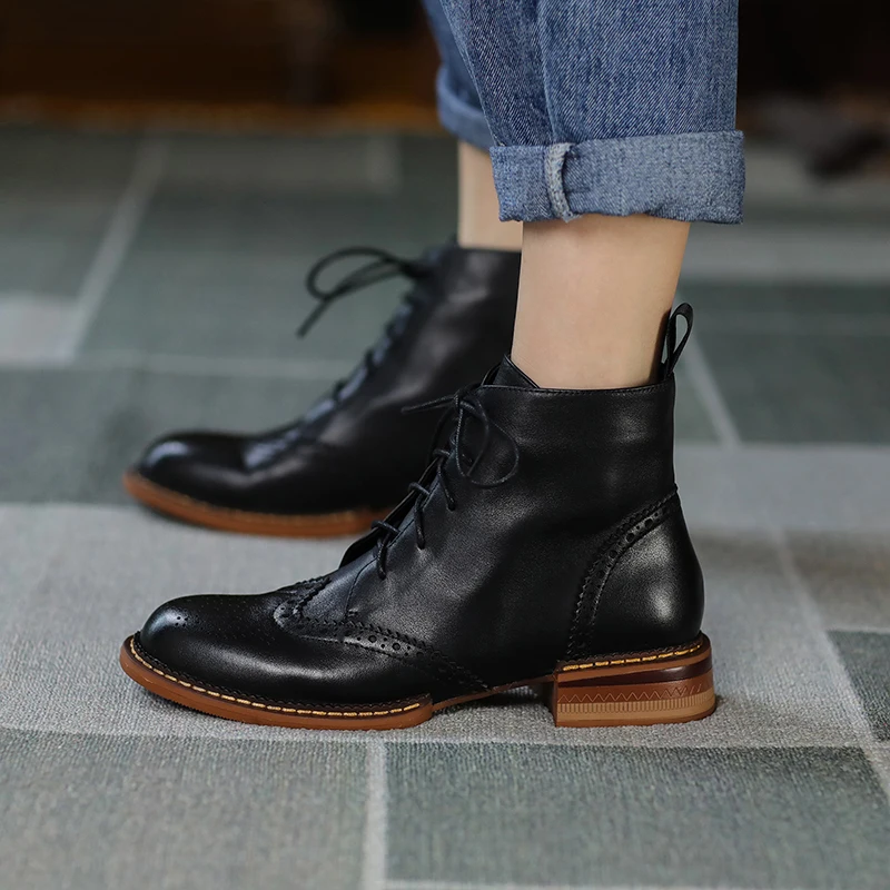 2024 New Autumn Women Shoes Lace-up Chelsea Women Boots Winter Block Ankle Boots for Women Zapatos De Mujer Womens Chunky Boots