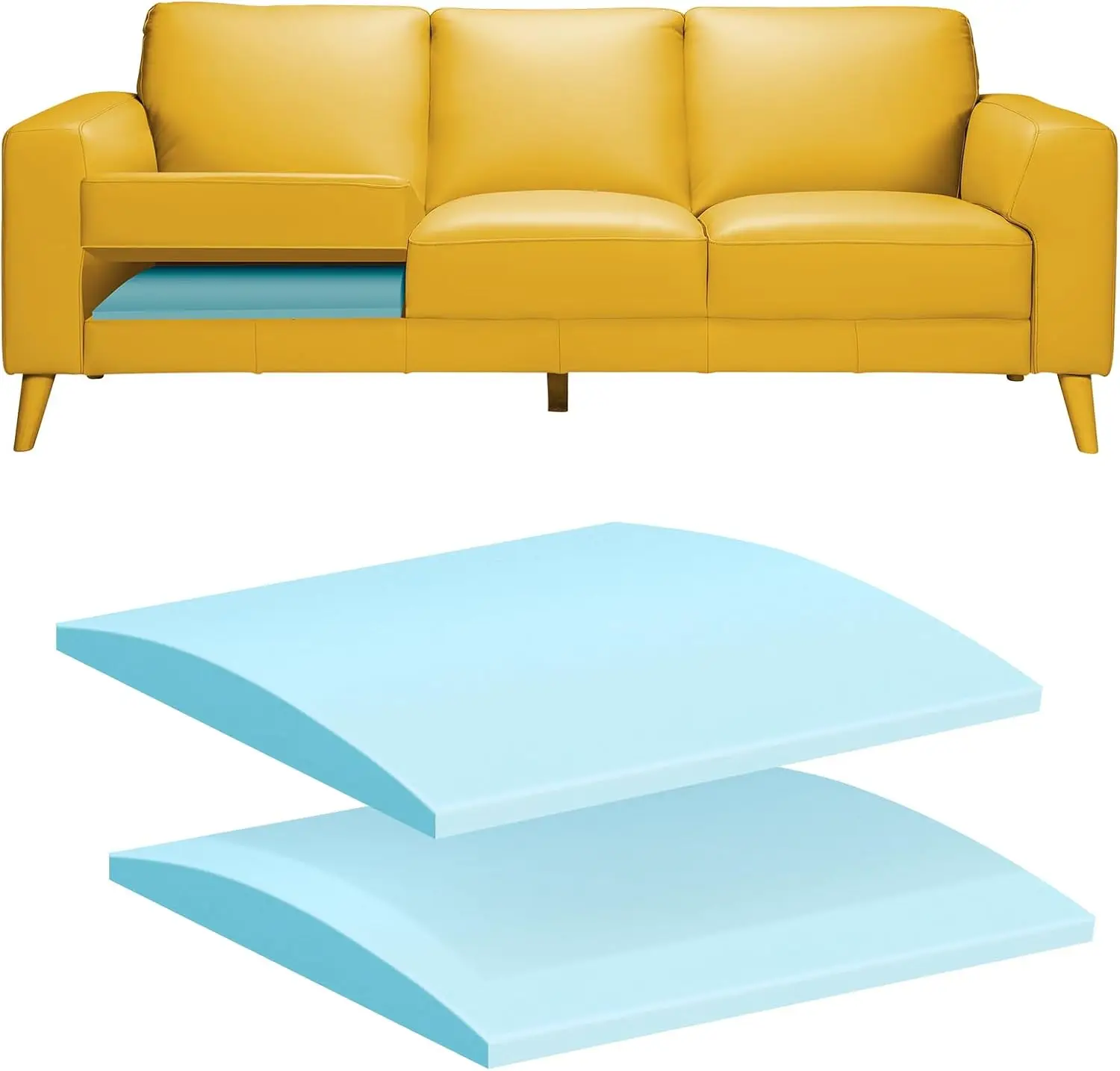 

High-Density Foam Cushion Support for Sagging Sofa Seats, Blue Set of 2, 20"X20"X2", Ideal for Loveseat Repair