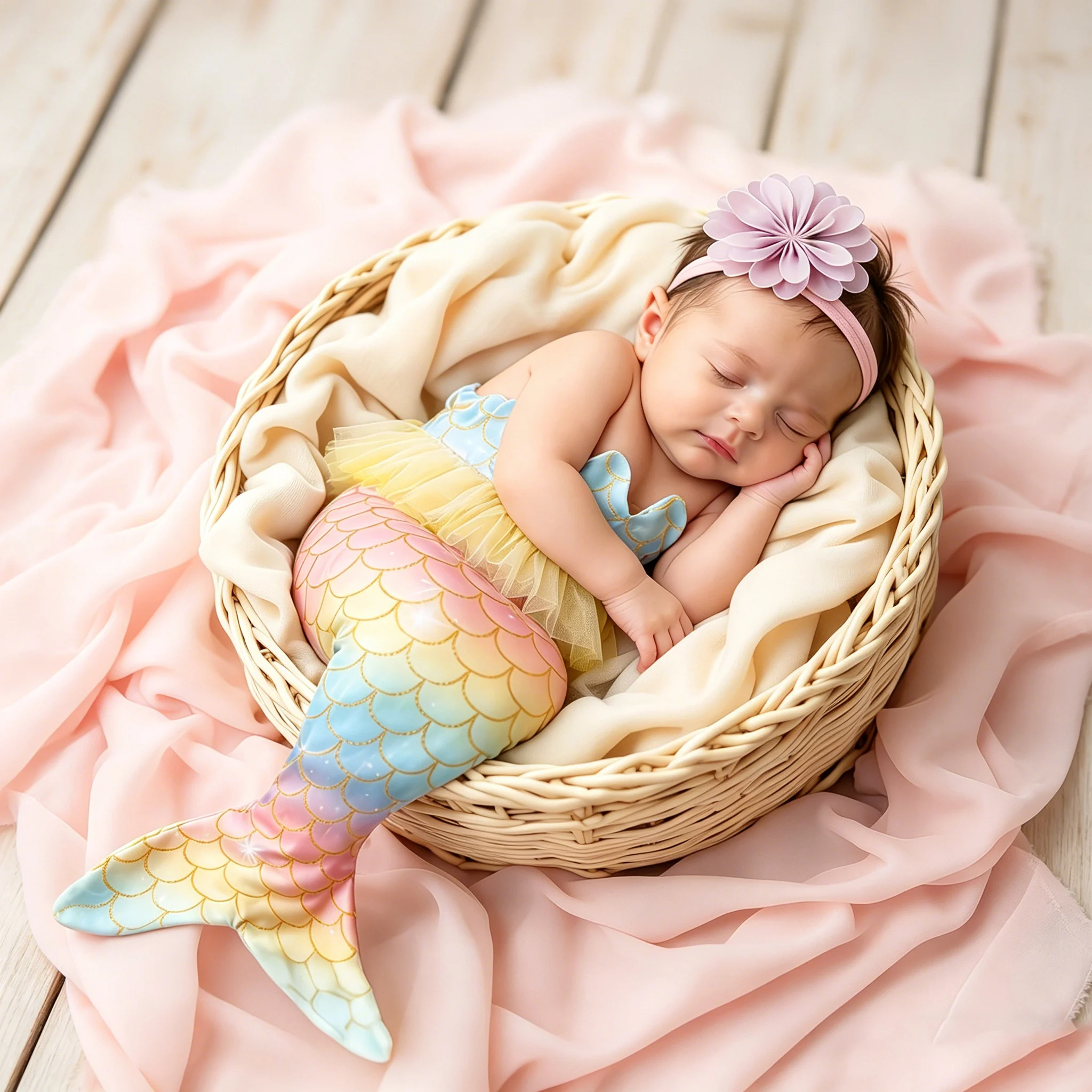 Ylsteed Newborn Mermaid Costume with Headband Baby Girl Photography Props Mermaid Photography Clothing