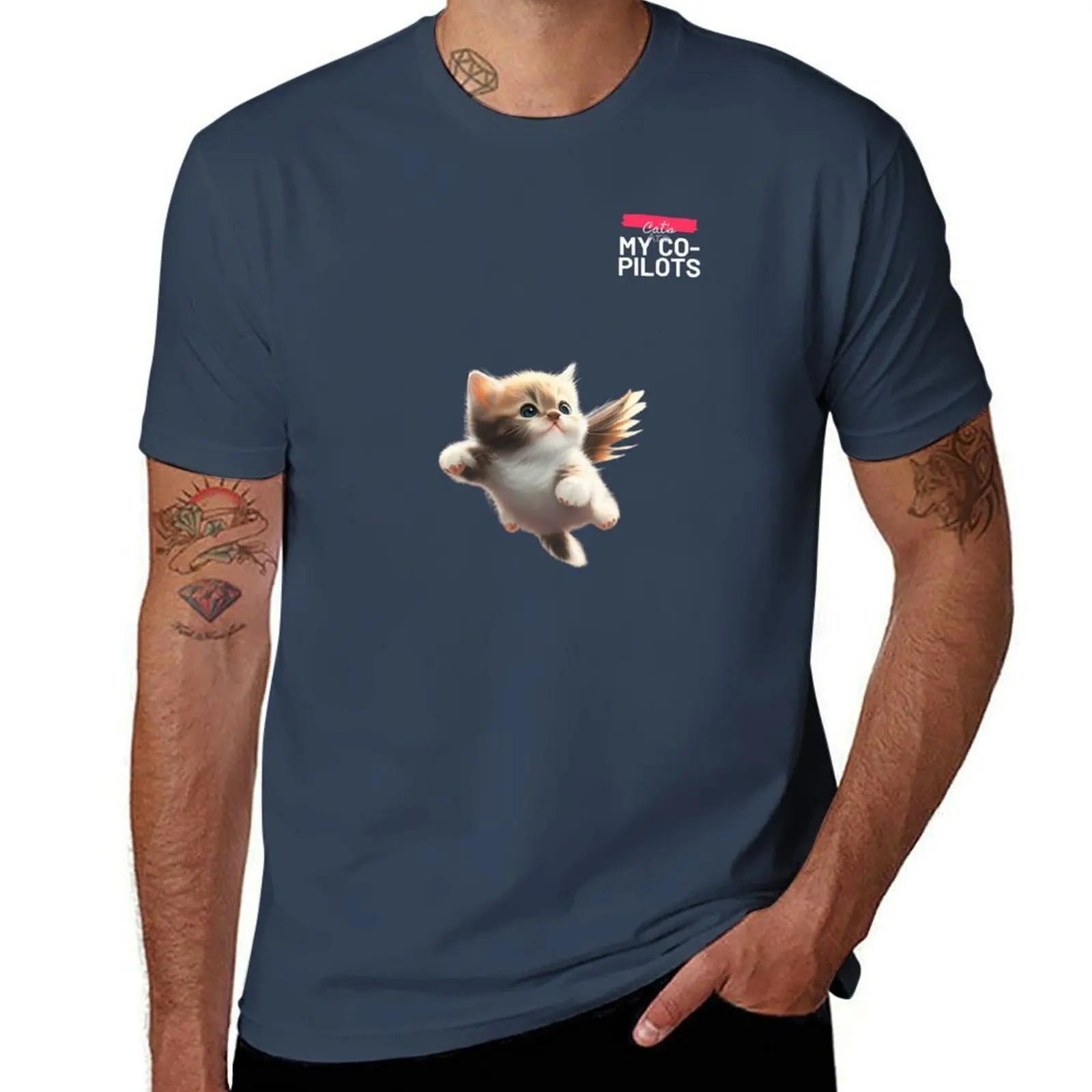 

CAT as CO-PILOT T-Shirt Independence Day Short Sleeve T-Shirt
