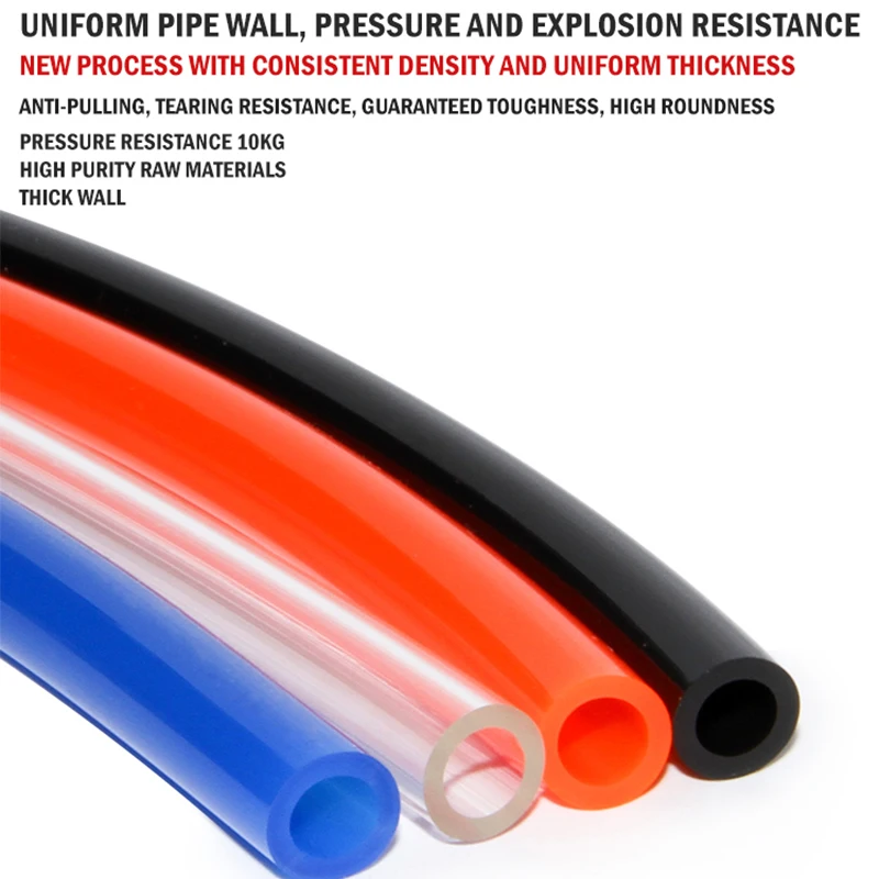 PU Pneumatic Tubing 10M/20M/50M/100M Polyurethane Tube Pipe Air Compressor Hose Line Fitting Or Fluid Transfer 4MM 6MM 8MM 10MM
