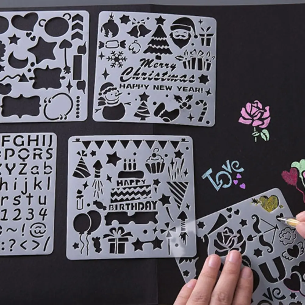 DIY หัตถกรรมเครื่องมือ Hollowed Stencils ชุด DIY Handcrafts ตกแต่ง DIY Layering Stencils สัตว์เลี้ยงสเปรย์จิตรกรรมแม่แบบลายนูน