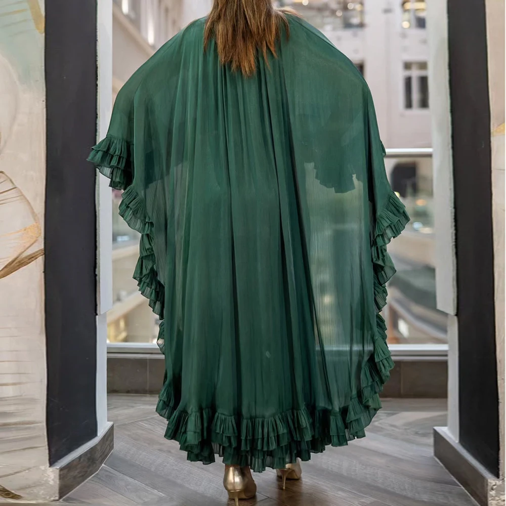 Customized A-line Evening Dresses Ankle-length High-neck Sleeveless Prom Gown Fashion Stole Ruched Simple Draped Party Gown