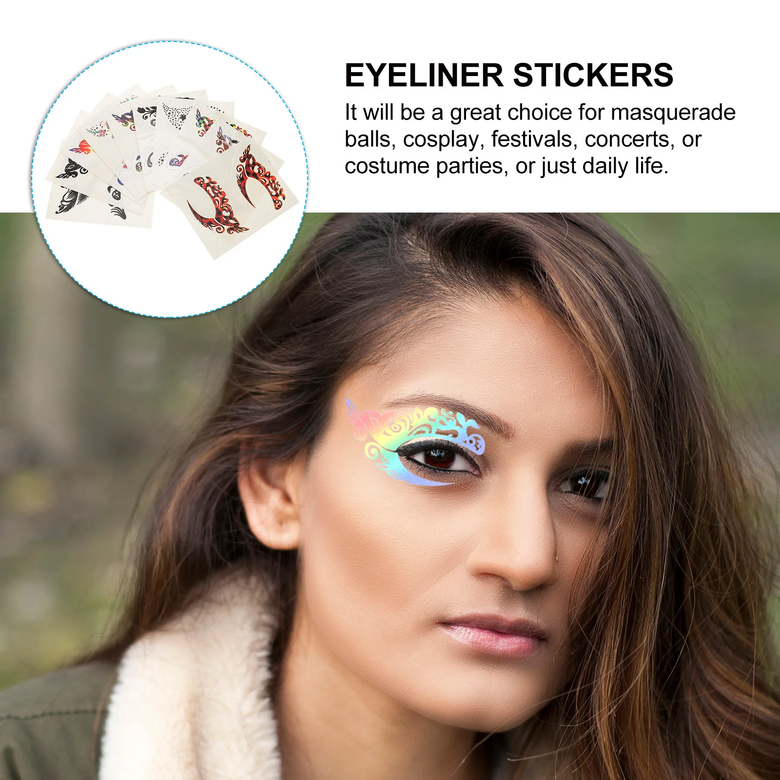 

10 Pairs Stickers Eye Shadow Makeup Decals Temporary Tattoos Temporary Eye Shadow Stickers Paper Festivals Concerts Daily Use