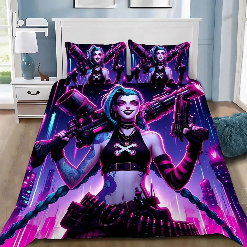 2024 Duvet Cover Pillowcase Bedding Set L-Leagues of Legends LOL Jinx Adult Boy Girl Bedroom Decoration Boys Single Double Size