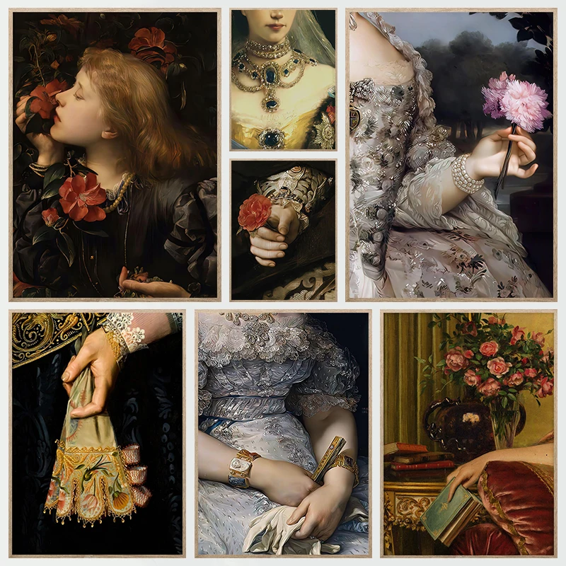 Victorian Era Feminine Baroque Art Eclecticism Retro Posters Prints Canvas Painting Wall Art Picture Living Room Home Decor