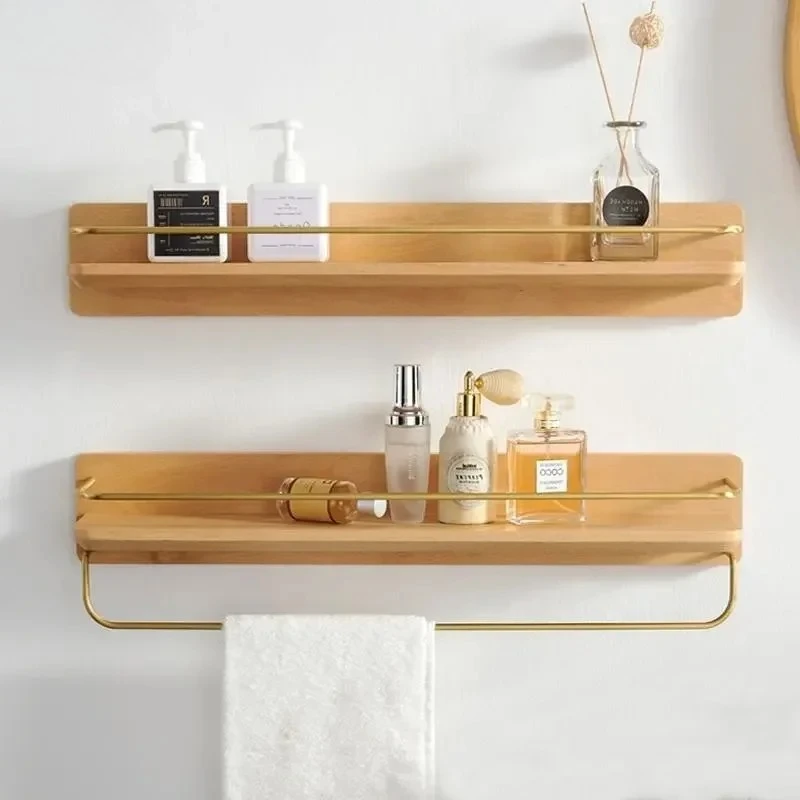 Bathroom Shelving Wooden Towel Rack Wall Hanging Storage Rack Bathroom Accessories Towel Holder Towel Hanger Wall Storage Holder