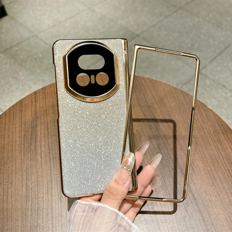 

Phone Case For Honor Magic V5 Front Protection Film Plating Gradient Glitter Powder Protective PC Hard Shell Hinge Back Cover