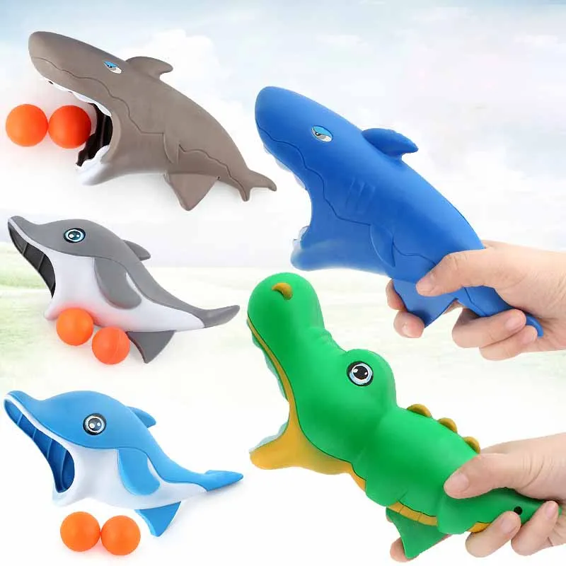 Children's Outdoor Parent-child Interaction Cartoon Shark Dolphin Crocodile Ejection Two-Player Match Catch The Ball Toys