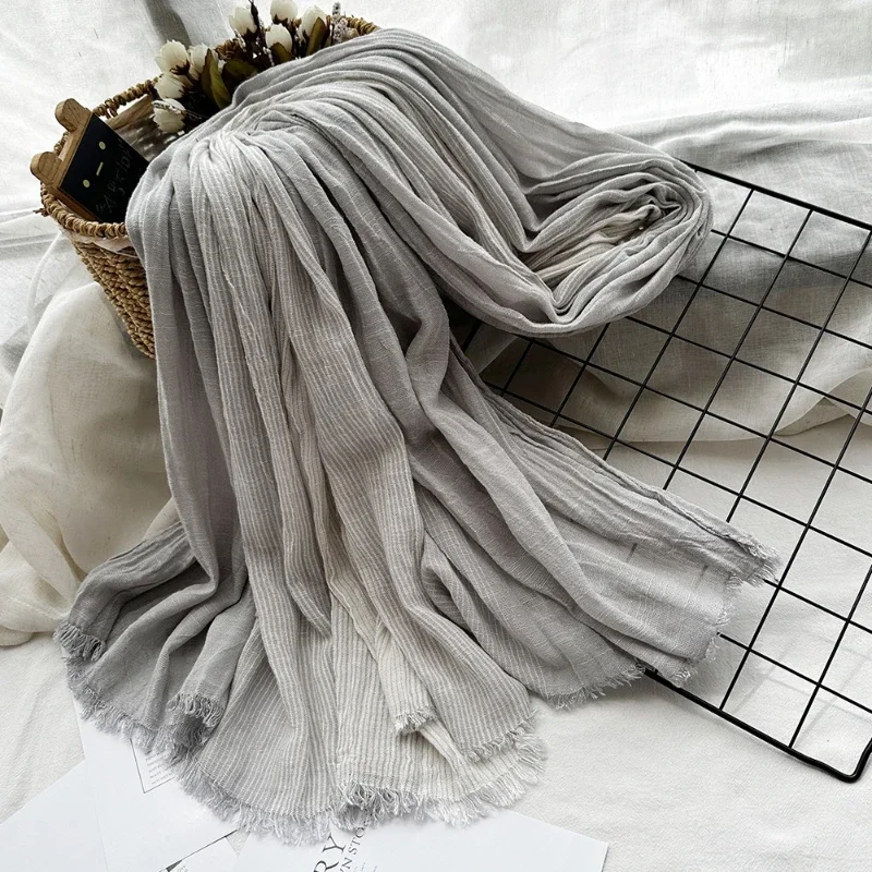 Fashion Simple Classic Scarf Men Women Autumn Winter Solid Striped Versatile Cotton Blend Silk Scarves Male Female Style Shawls