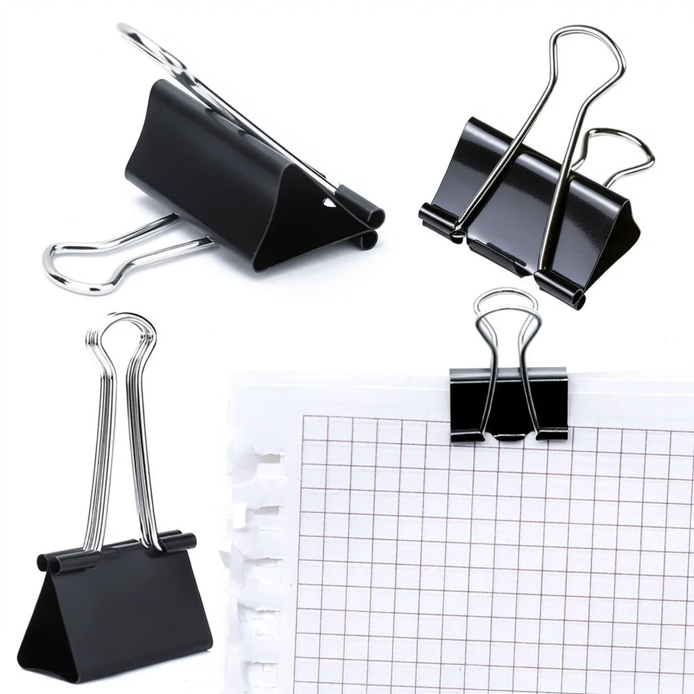 Strong Metal Binder Clips 51MM Black Stationery Paper Clamps For Office File Management Binding Supplies Organizing Tool