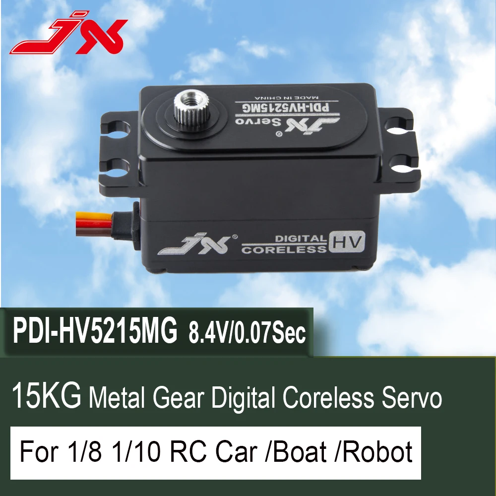 

JX Servo PDI-HV5215MG Low Profile 8.4V 15kg Digital HV Coreless Metal Gear Servo For 1/8 1/10 RC Car /Boat /Robot