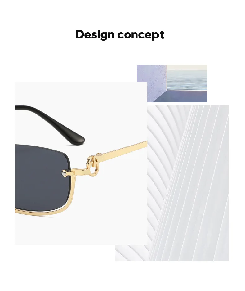 Modische Metall-Halbrahmen-Sonnenbrille, schmale, kleine Sonnenbrille, Hip-Hop, UV-beständig, Fahrrad-Sonnenbrille, Reisebrille – Detail 2