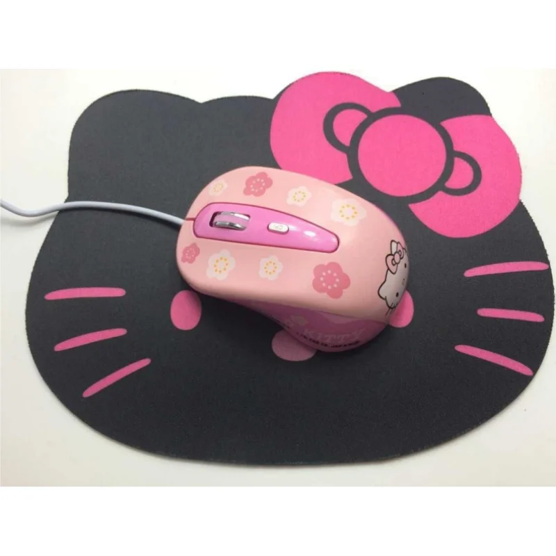 

Hello Kitty Pink Silent Cat Wired Usb Female Mouse with Adjustable Speed Cute Cartoon Mouse Computer Accessories Women Products