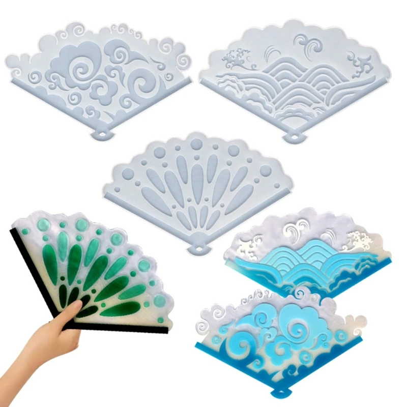 Diy Handmade Products Sea Wave Fan Silicone Mold Scented Gypsum Ornaments Drop Glue Resin Mold for Decorations