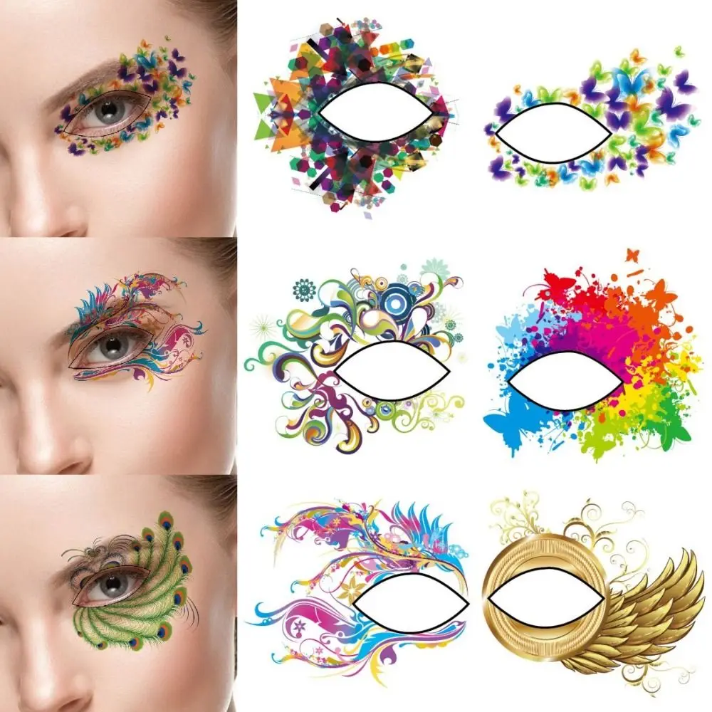 Waterproof Eye Shadow Tattoo Stickers Fashion Fake Tatto Temporary Eye Tattoo Colorful Water Transfer Makeup Eyeliner Sticker