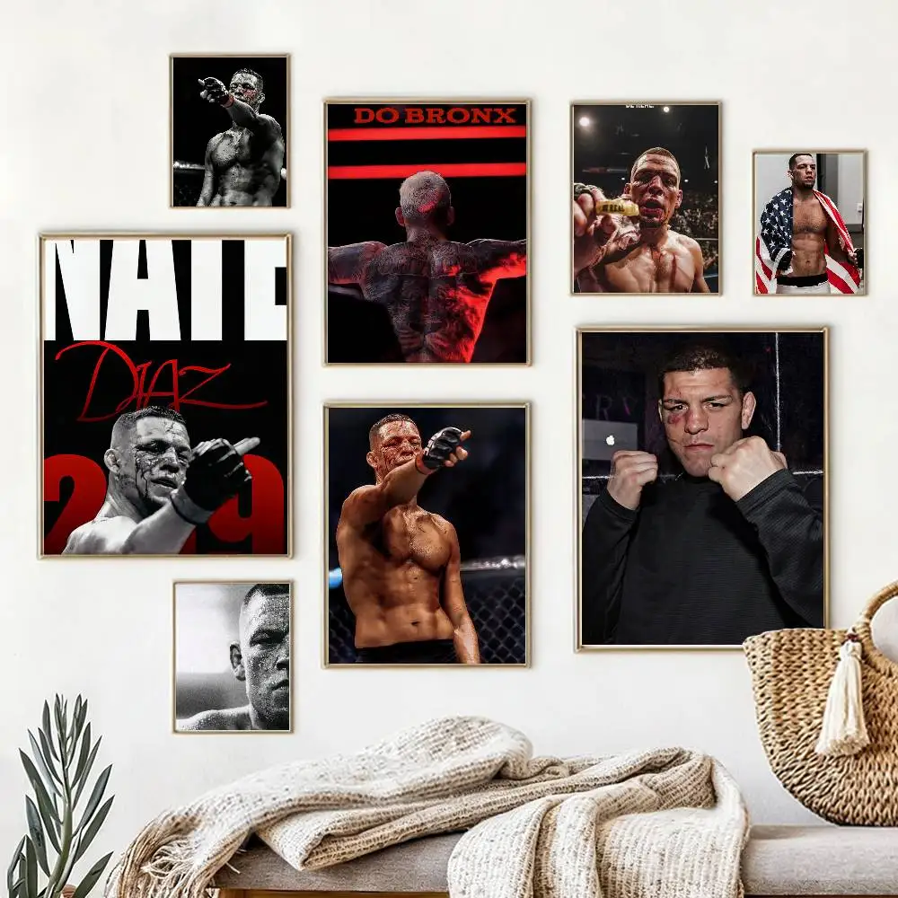 

Boxing N-Nate D-Diaz Poster Waterproof Wall Art Sticker For Bar Living Room Vintage Decor High Quality Print Gift