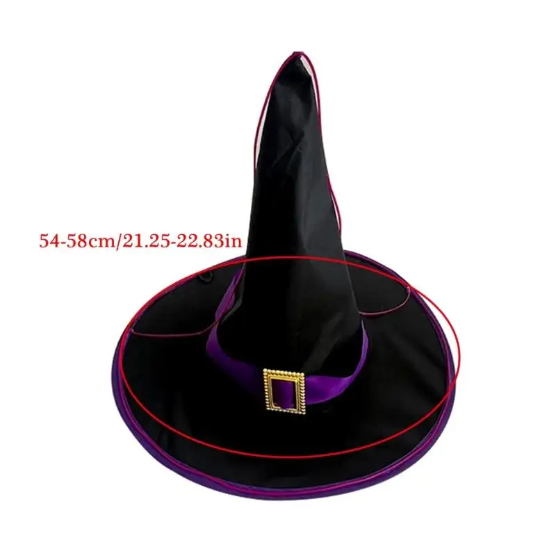 31BB Unique Black Witch Hat With Adjustable Size And LED Lights For Role Playing Fun