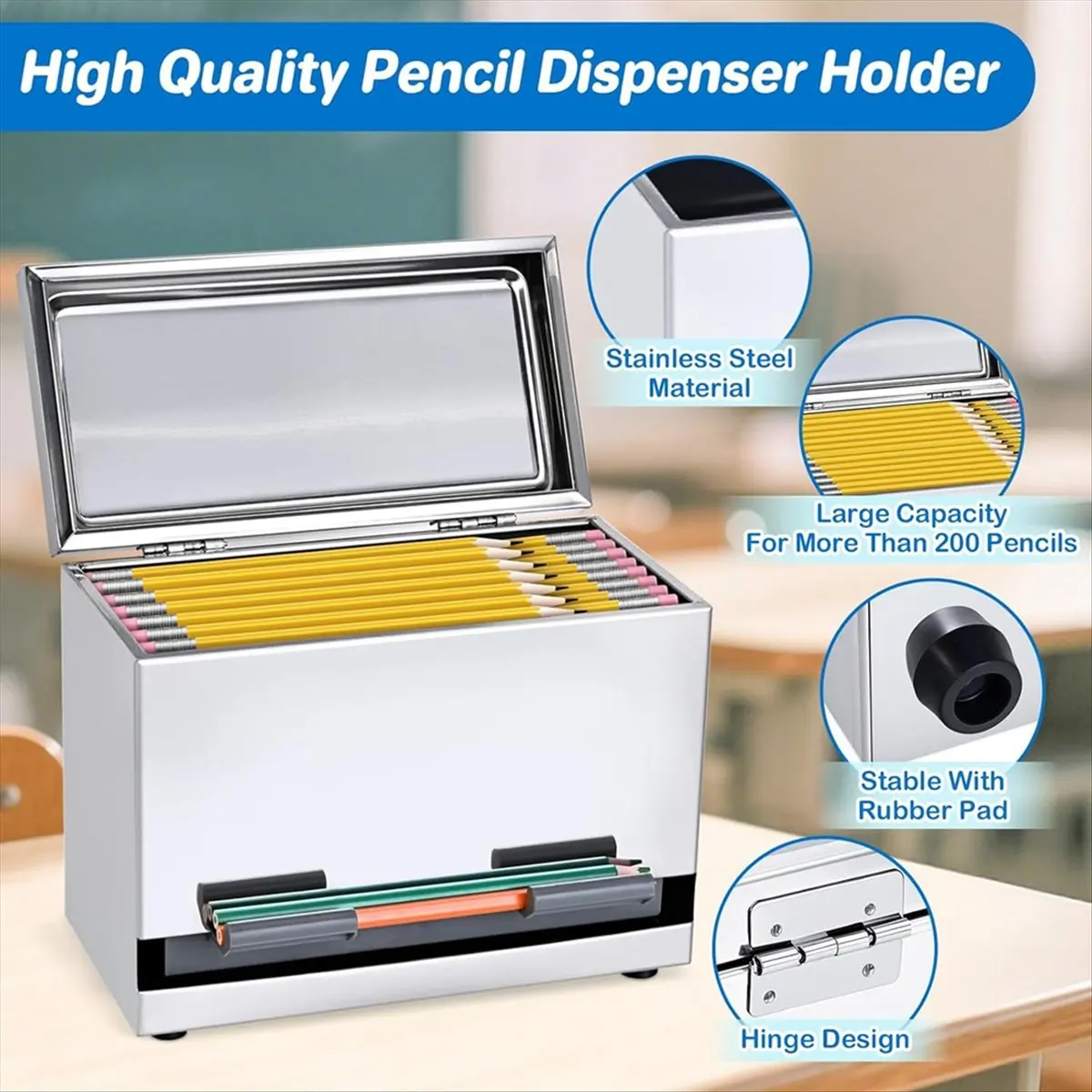 Latest ABBQ-Pencil Dispenser for Classroom, Pencil Dispenser Holder, Pencils Holder Organization Storage Teacher Supplies