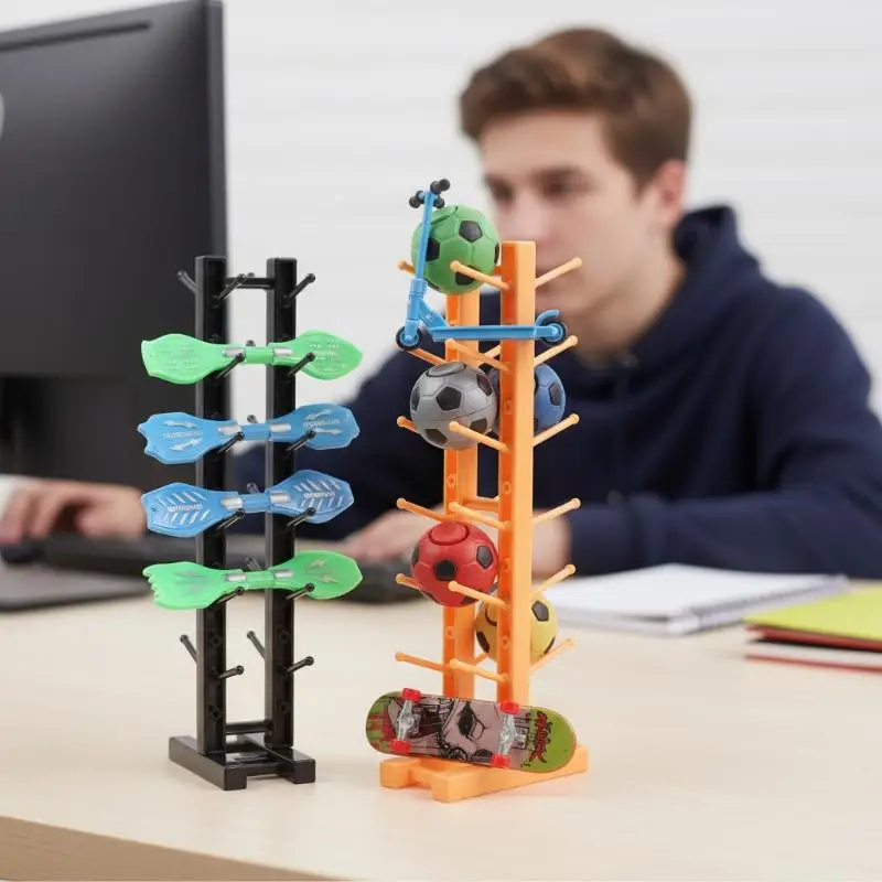 Simple Multifunctional Storage Organizer Plastic Display Stand Children's Finger Skateboard Balance Bike Soccer Ball Toy Set
