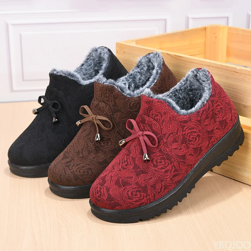 

Large Size 2025 Winter Fashion Plus Plush Thick Warm Middle-aged Cotton Boots with Soft Sole and Anti Slip Women's Cotton Boots