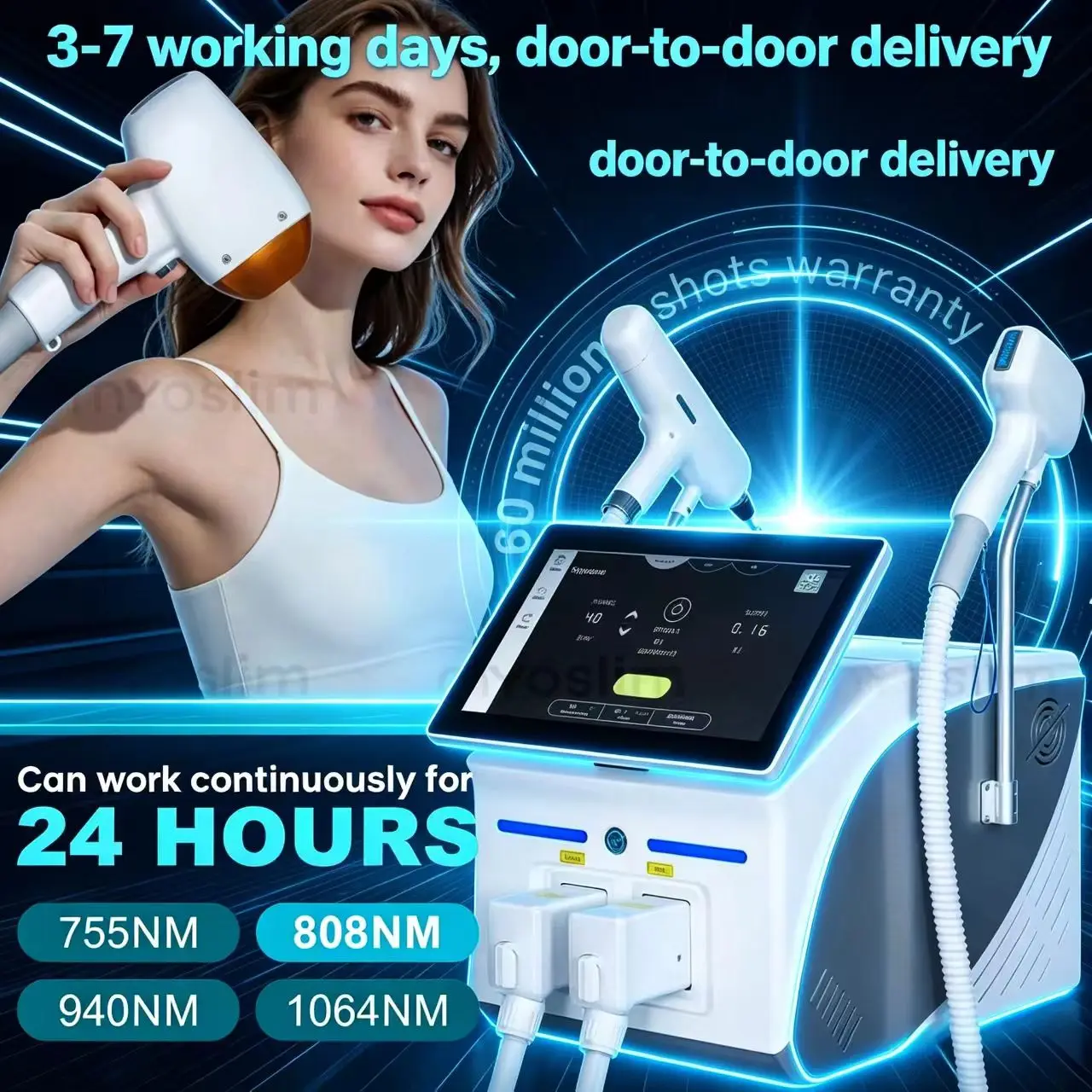 New Ice Platinum 2‑in‑1 4 Wavelength Machine 808nm Diode Lase Hair Removal Pico Q‑Switch ND YAG Tattoo Removal Professional Sal