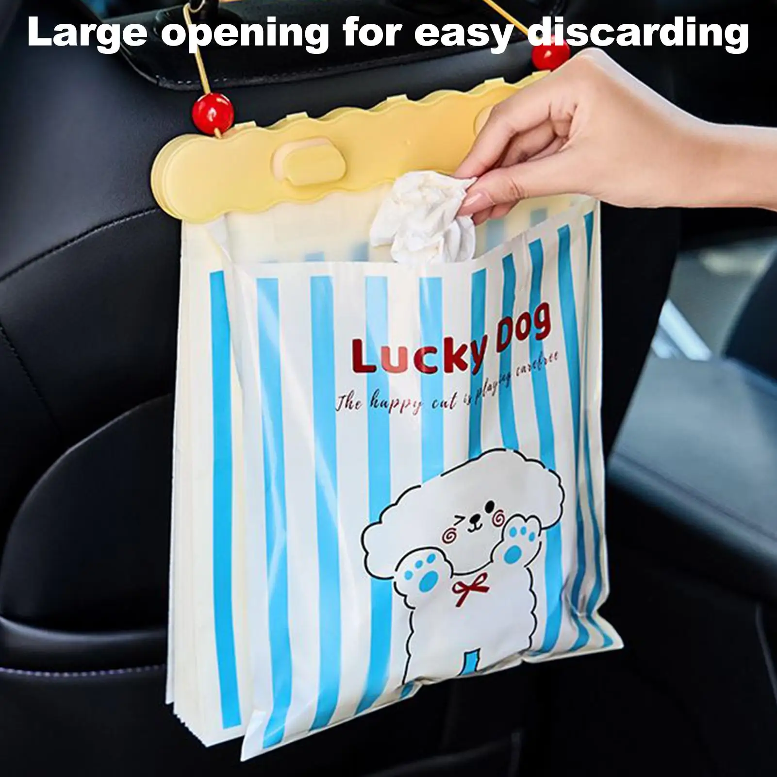 Car Garbage Bag 20 Pieces Car Litter Bag With Dog Design Leak-Proof Waste Pouch For SUV RV Seat Interior Camping Travel Outdoor