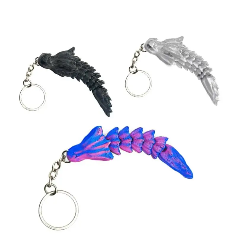 

Dragon Keychain Cute 3D Bone Dragon Keyring Movable 3D Printed Dragon Key Ring Articulated Bone Dragon Tail Keychains For Girls