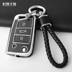 TPU Car Key Case Cover Shell For VW Volkswagen Golf 7 MK7 Tiguan MK2 For SEAT Ateca Leon FR 2 Ibiza For Skoda Octavia Keychain