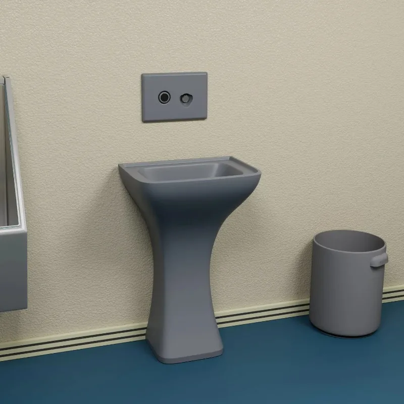 Prison talk room soft bag silicone sink anti-collision lien room floor-to-ceiling washing basin integrated column basin