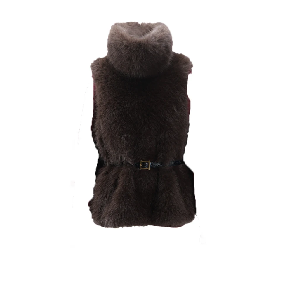 

Fuzzy Eco-Friendly Fur-Trimmed Women's Vest Elegant Commuter High-Neck Side-Slit Waistcoat Top 2026 Spring/Summer Y2K