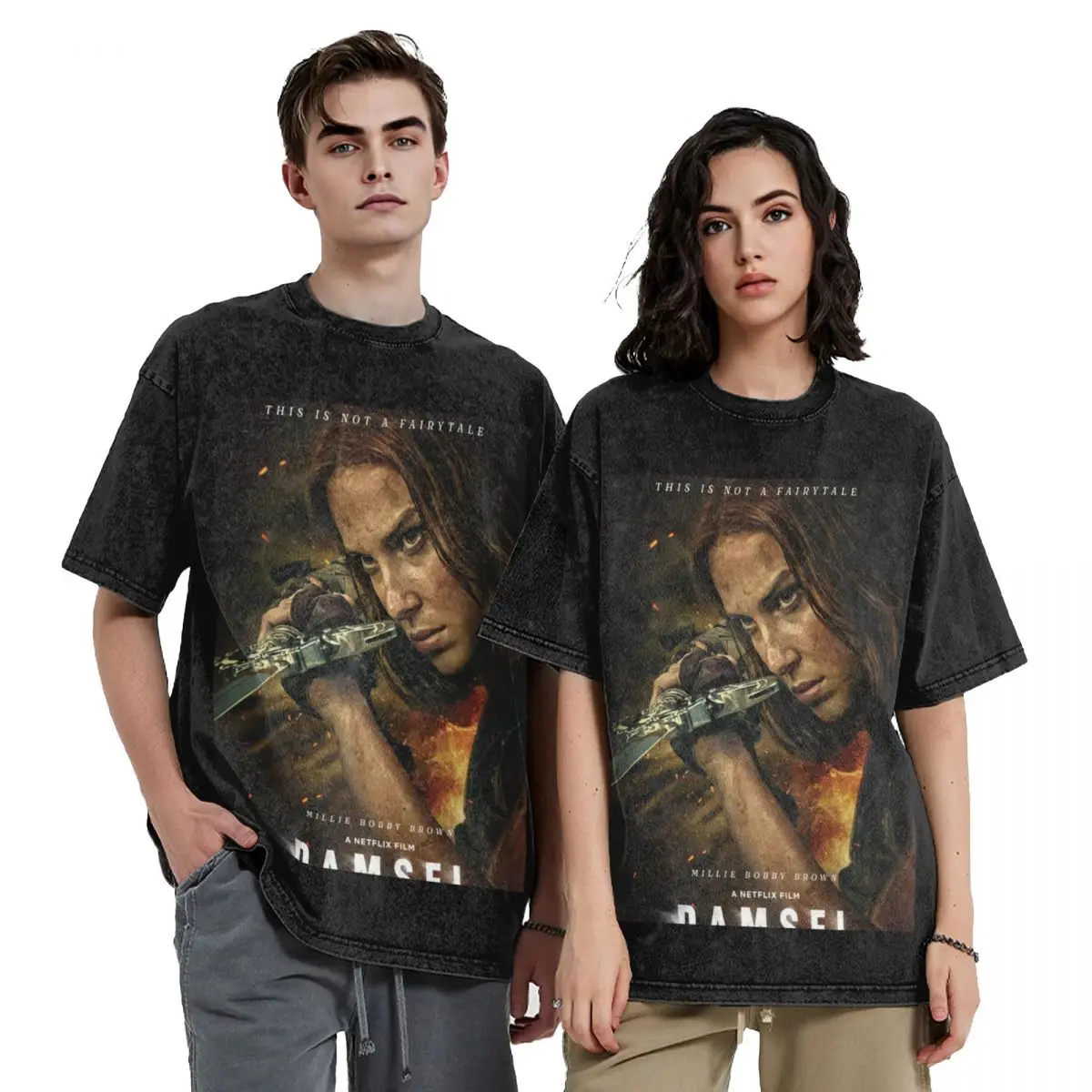

damsel movie T-Shirt boys animal print Aesthetic clothing cotton man t-shirts essential t shirt mens vintage t shirts