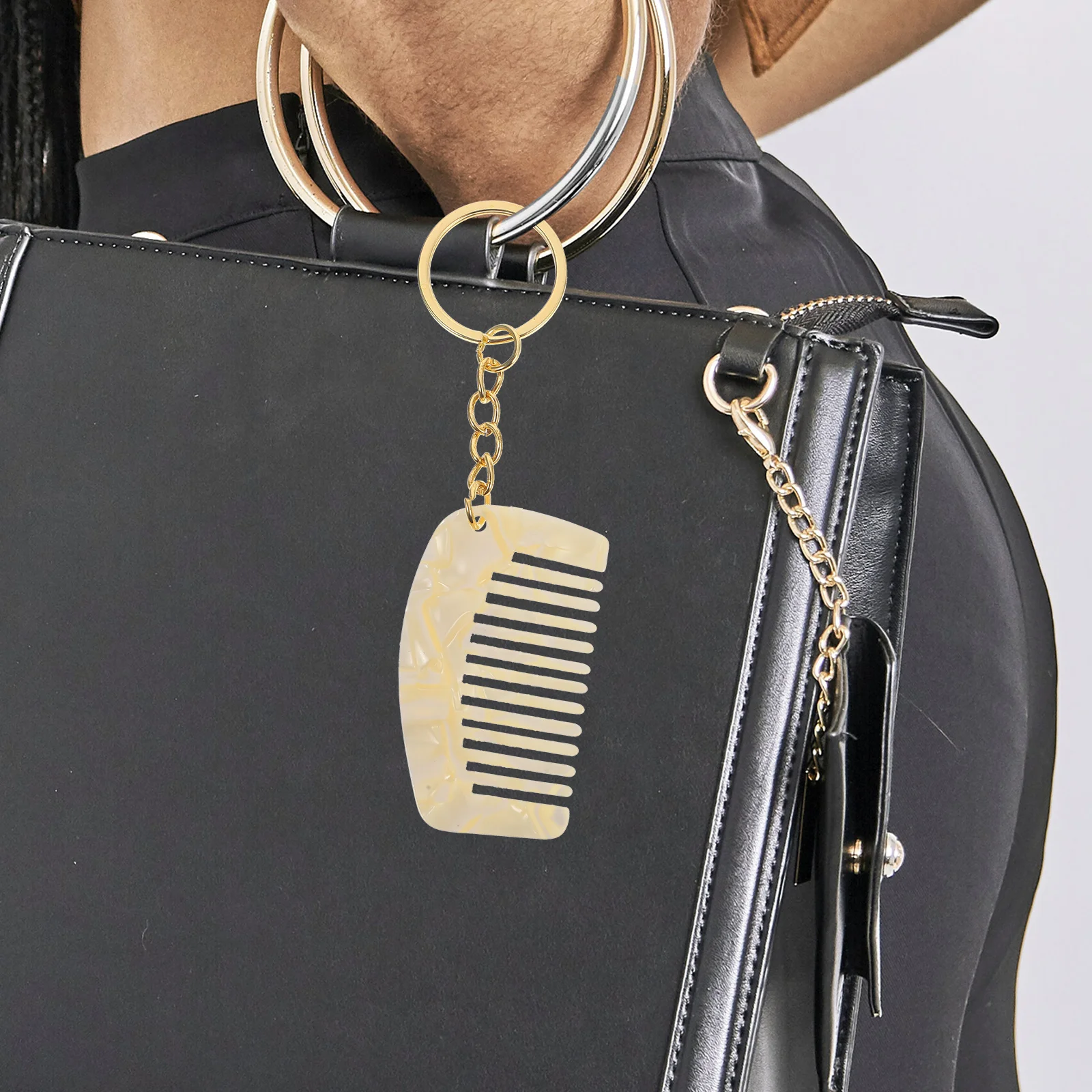 

2 Pcs Mini Comb Keychain Pocket Men Wide Tooth Hair for Women Small Travel Size Acetate Sheet