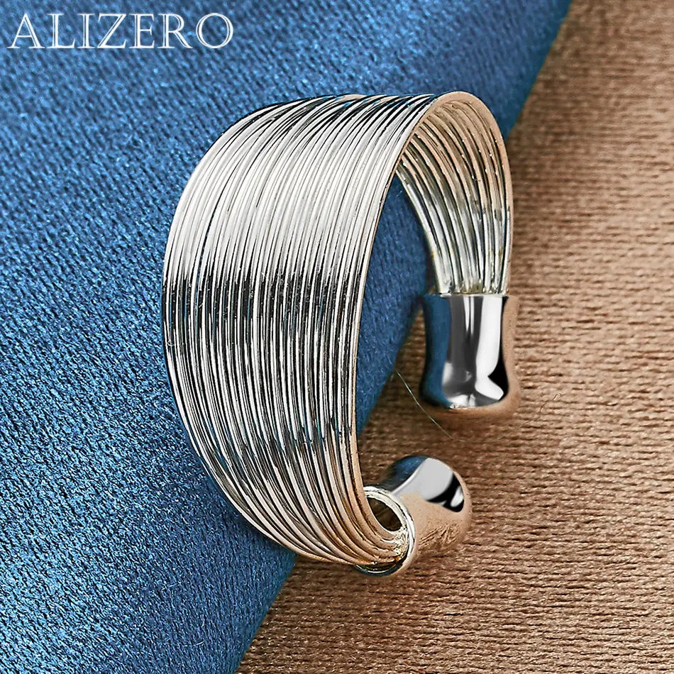 ALIZERO 925 Sterling Silver Rings Fashion Trends Open Ring For Women Men Fashion Adjustment Size Jewelry Festival Perfect Gift