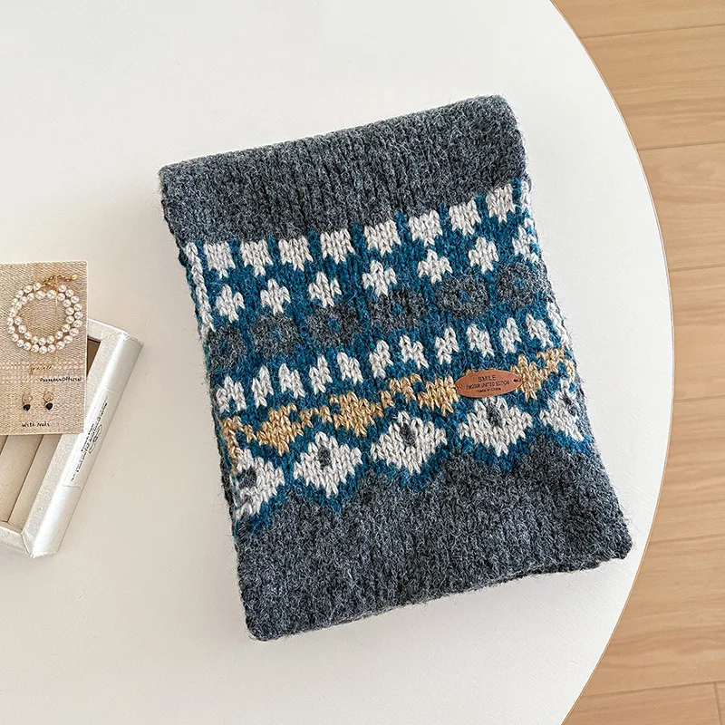 

жаккардовый вязаный шарф для женщин и мужчин, зимние шарфы, новый модный узор