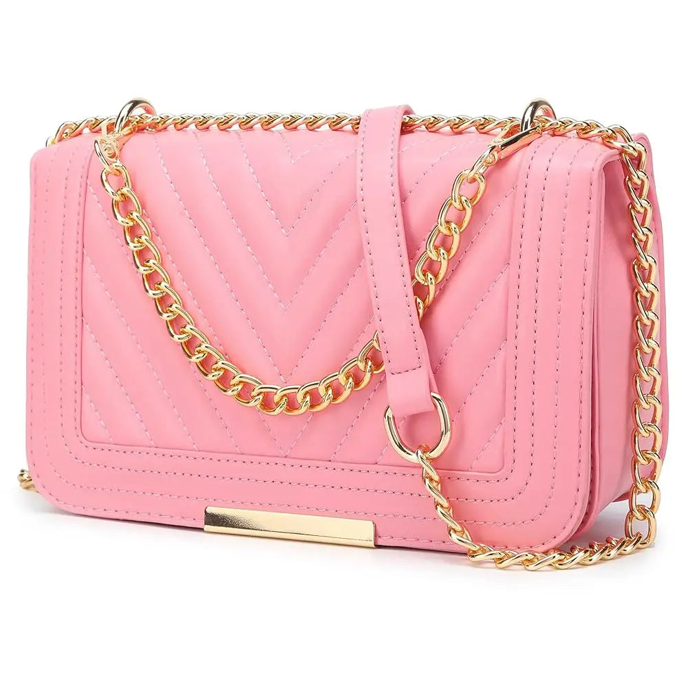 

Crossbody Bags for Women Fashion Quilted Shoulder purse with Convertible Chain Strap Classic Satchel Handbag | Fashi