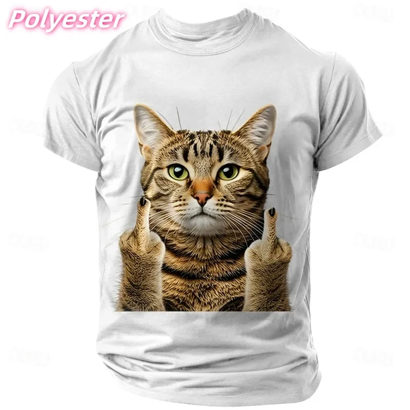 

3D Printed Funny Cat T Shirt For Men Humorous Animals Pattern Tees Summer Fashion T-Shirts Casual Streetwear Loose O-Neck Tops