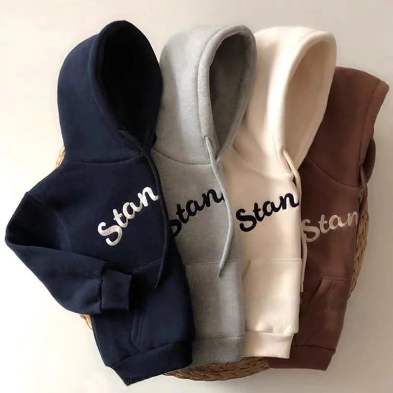 Spring Autumn Children Hoodie Long Sleeve Embroidered Letter Sweatshirt For Boys Baby Thin Hooded Tops Girl Kids Casual Hoodie