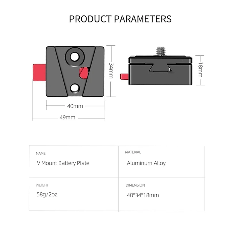 Mini Kit di montaggio V-Lock femmina V-Dock maschio V-Lock piastra a sgancio rapido, piastra V-Lock