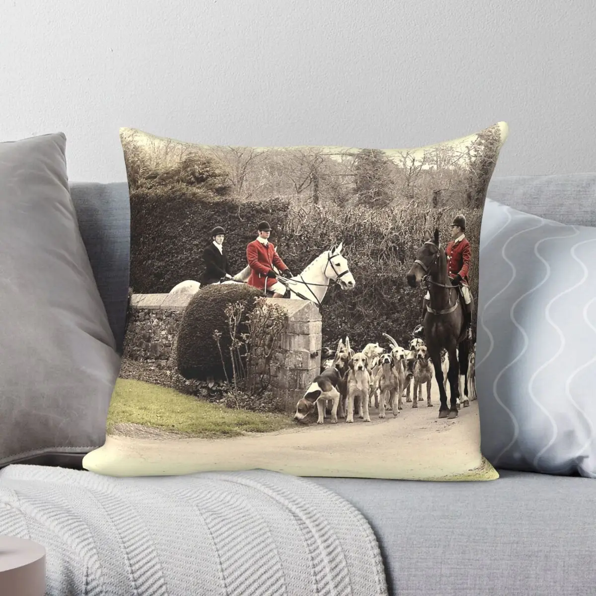 Master Of The South Devon Hunt Square Pillowcase Polyester Linen Velvet Creative Zip Decor Pillow Case Sofa Seater Cushion Cover