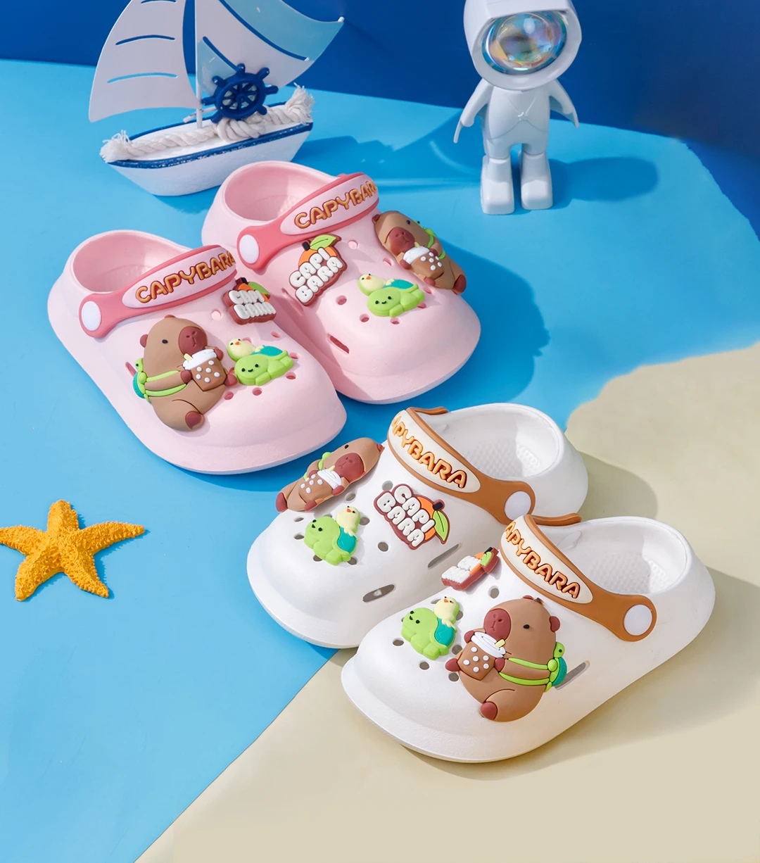 

Kids' Clogs Shoes Decoration Boys & Girls Beach Sandal Lightweight Breathable Cute Capybara Slip On Baby Slippers Accessories