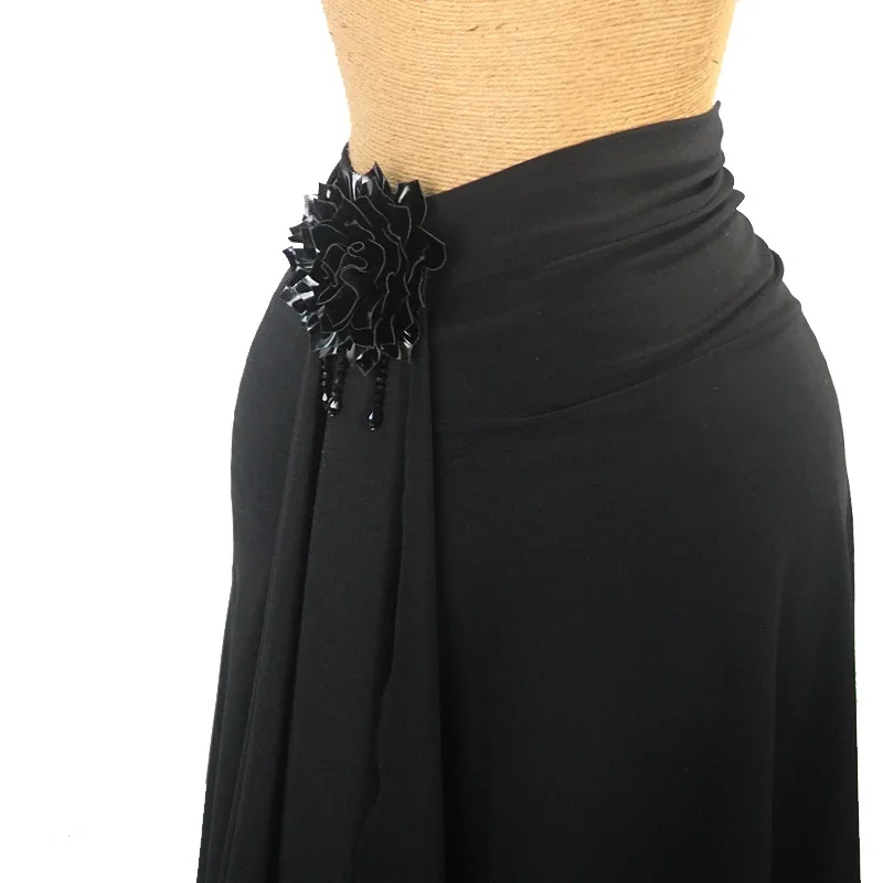 New Black Irregular Latin Dance Skirt Women Adult Practice Clothes Rumba Salsa Dance Clothes Latin Practice Clothing DNV20230