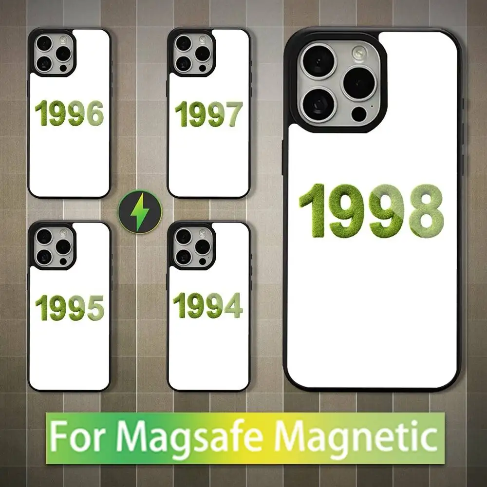 

Year 1993-1999 Number Phone Case For iPhone 16,15,14,13,12,11,Pro,Max,Plus,Mini,Magsafe,Magnetic Wireless Charging Case