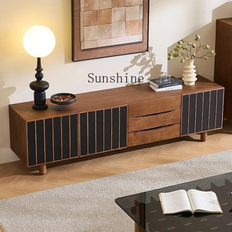 

French retro solid wood side cabinet living room wall locker